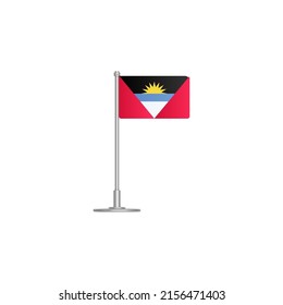 Flagge von Antigua Barbuda. Flaggenantigua auf Flagpol. Vektorsymbol einzeln auf weißem Hintergrund