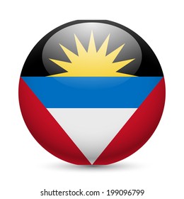 Flag of Antigua and Barbuda as round glossy icon. Button with flag design