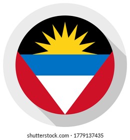 Flag of Antigua and Barbuda, Round shape icon on white background, vector illustration