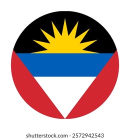 Flag of Antigua and Barbuda round shape, national symbol