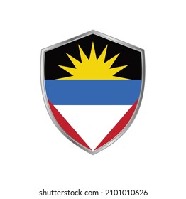 Flag of Antigua and Barbuda with silver frame