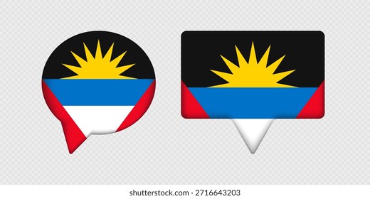 Bandeira de Antígua e Barbuda na bolha do discurso.