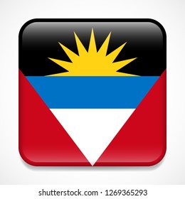 Flag of Antigua and Barbuda. Square glossy badge