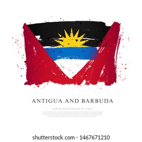 Flag of Antigua and Barbuda. Vector illustration on a white background. Brush strokes are drawn by hand. Independence Day.