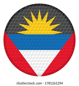 Flag Of Antigua and Barbuda Vector Illustration. Antigua and Barbuda Flag Button With Cube Pattern Isolated On White Background