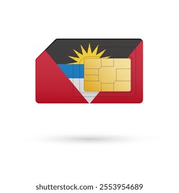 Flag of Antigua and Barbuda. Vector illustration of SIM Card with flag on white background