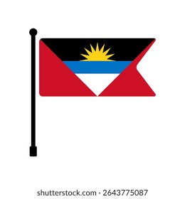 Bandeira de Antígua e Barbuda. Antígua e Barbuda bandeira vetor ilustração ícone design. Ícone do sinalizador de polo.