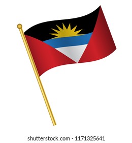 Flag of Antigua and Barbuda,Antigua and Barbuda flag Golden waving isolated vector illustration eps10.
