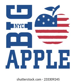 Flag apple nyc typography, t-shirt graphics, vectors