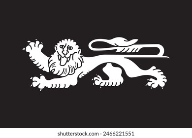 Bandera de la provincia de Aquitania en color blanco y negro. Ilustración vectorial