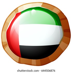 Bandera de los Emiratos Árabes Unidos en la ilustración de la placa redonda