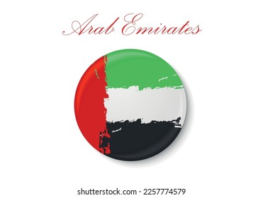 La bandera de los Emiratos Árabes. Color estándar. El icono circular. La bandera redonda. Ilustración digital. Ilustración del equipo. Ilustración vectorial.