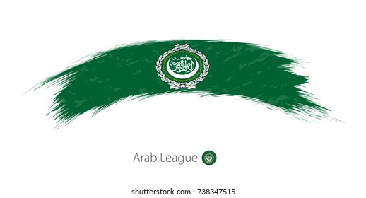 Flag of Arab League in rounded grunge brush stroke. Vector illustration.