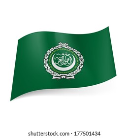 Flag of Arab League: seal on green background