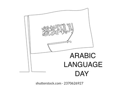 A flag with Arabic calligraphy. Arabic language day one-line drawing
