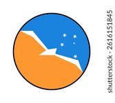 Flag of Argentina Antarctica. Black edge. Argentina Antarctica circle flag logo icon computer vector illustration design.