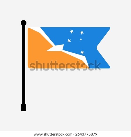Flag of Argentina Antarctica. Argentina Antarctica flag vector illustration icon design. Flagpole flag icon.