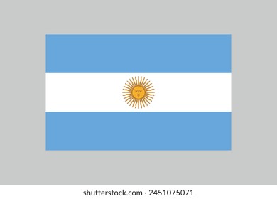 Flag of Argentina, Argentine flag in 5 to 8 proportion, vector illustration with a grey background