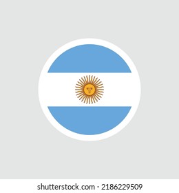 Flag of Argentina. Argentine blue and white flag with the image of the sun. State symbol of the Argentine Republic. Isolated vector illustration.