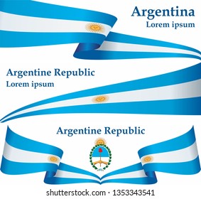 Flag of Argentina, Argentine Republic. Template for award design, an official document with the flag of Argentina and other uses. Bright, colorful vector illustration.