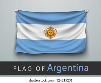 FLAG OF argentina battered, hung on the wall, screwed screws