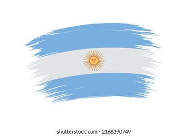 Flag of Argentina in brush stroke background.