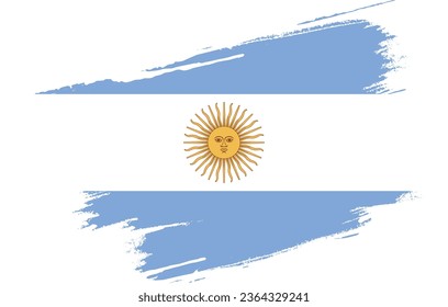 Flag of Argentina, brush stroke background Vector Illustration