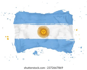 Bandera de Argentina, fondo del pincel de fondo.  Bandera de Argentina sobre fondo blanco. Estilo acuarela para su diseño, República Argentina.  EPS10.