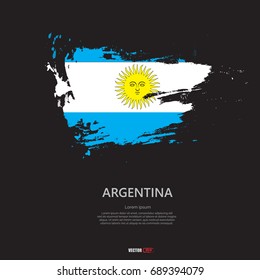 Flag of Argentina with brush stroke  on dark background.
