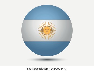 Flagge Argentiniens. Button-Flag-Symbol. 3D-Symbol. Das Kreis-Symbol. Vektorillustration.