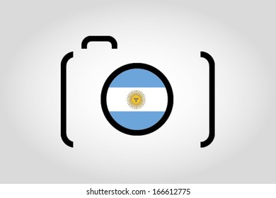 The flag of Argentina in a Camera Lens