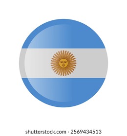 The flag of argentina. Circle icon flag. Button flag icon. Standard color. 3d illustration. glossy circle badge	