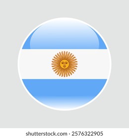 The flag of argentina. Circle icon flag. Button flag icon. glossy circle badge. 3d illustration.	