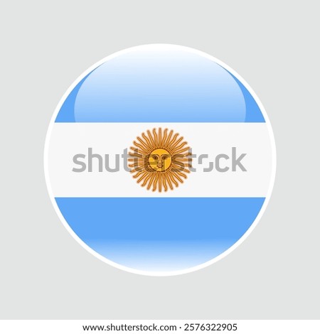 The flag of argentina. Circle icon flag. Button flag icon. glossy circle badge. 3d illustration.	