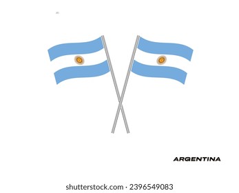 Flag of Argentina, Argentina cross flag design. Argentina  ross flag isolated on white background. Vector Illustration of crossed Argentina flags.