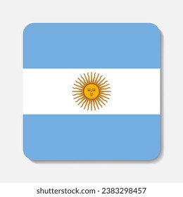 Flag of Argentina flat icon. Square vector element with shadow underneath. Best for mobile apps, UI and web design.