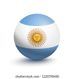 Flag of Argentina in the form of a ball isolated on a white background. Vector illustration