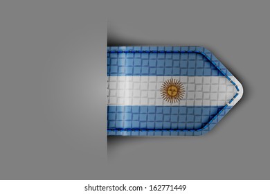 Flag of Argentina in the form of a glossy textured label or bookmark. Vector illustration.