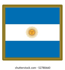 Flag of Argentina with gold frame