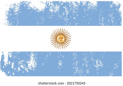 Flag of Argentina. Grunge, scratch and old-style flag Vector Illustration