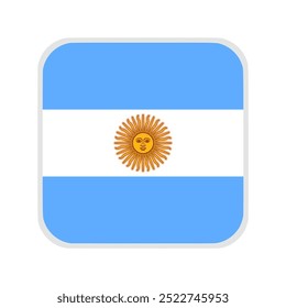 The flag of argentina. Flag icon. Standard color. flat vector square with rounded corners. Computer illustration. Digital illustration. Vector illustration.