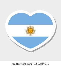 Flag of Argentina icon. Vector heart sticker.