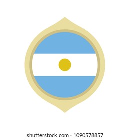 Flag of Argentina inside a golden circle ornament