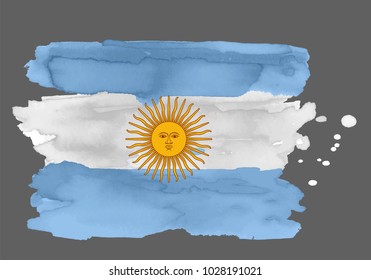 Flag of Argentina made of brush strokes. Vector illustration on white background. Elements for design.