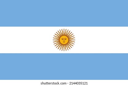 Flag of Argentina. The Official Ceremonial Flag of the Argentine Republic, a South American State. Flat icon. texture map. Vector illustration