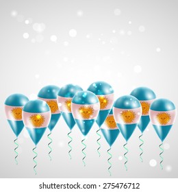 Flag of Argentina on balloon. Celebration and gifts. Balloons on the feast of the national day. 