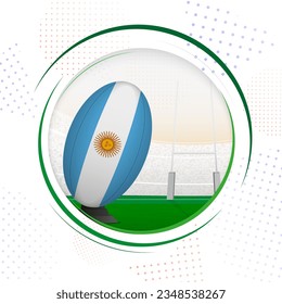 Flag of Argentina on rugby ball. Round rugby icon with flag of Argentina. Vector illustration.