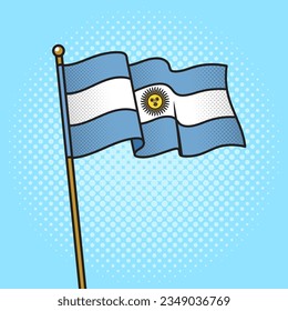 Bandera de Argentina pinup de arte pop retro ilustración vectorial. La imitación al estilo de un libro de historietas.