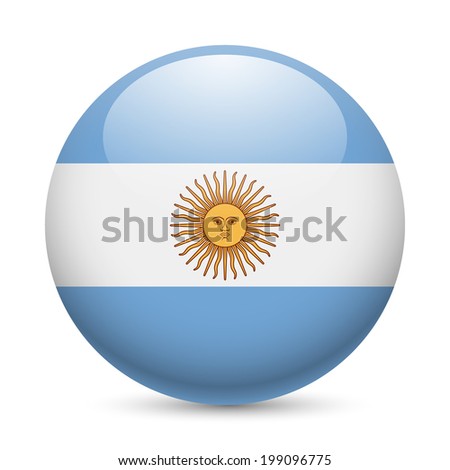 Flag of Argentina as round glossy icon. Button with Argentinian flag