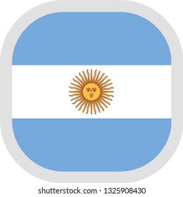 Flag of Argentina. Rounded square icon on white background, vector illustration.